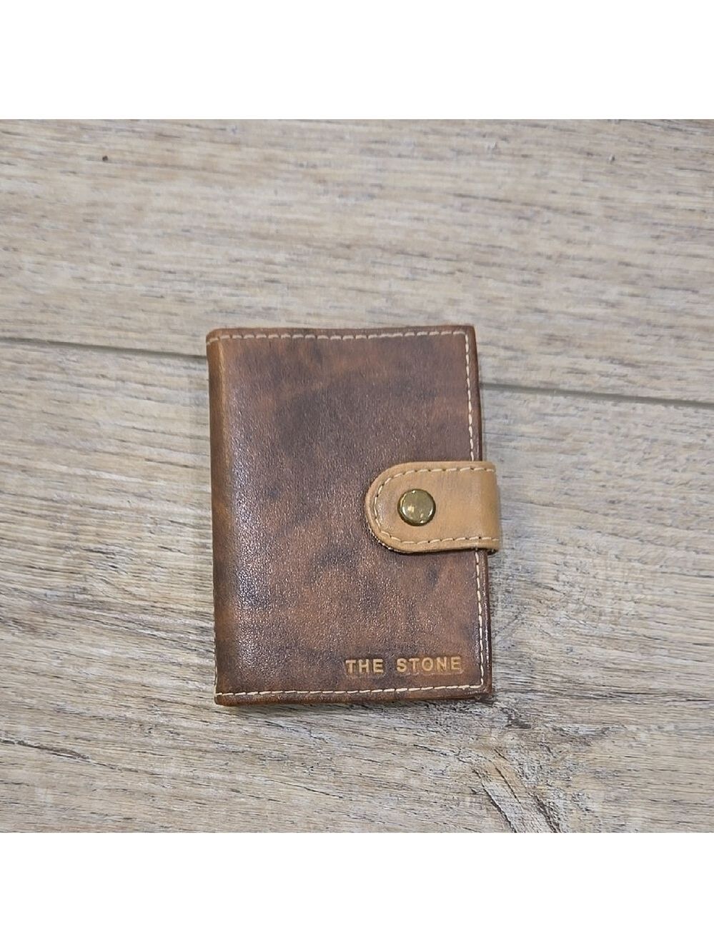 Y2K The Stone Brown Leather Photo/Businesscard Wallet